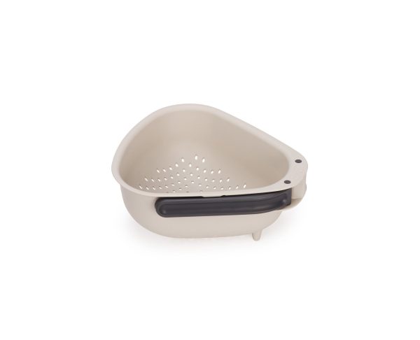 Droplet Large White Colander with Folding Handle - Image 2