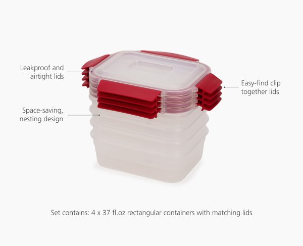 Nest? Lock 8-Piece Red 1.1L Food Container Set - Image 4