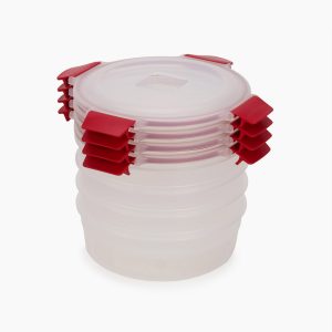 Nest? Lock 8-Piece Red 1L Round Food Container Set