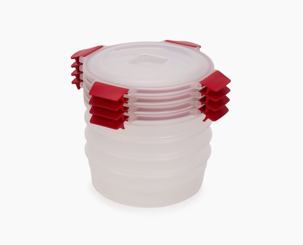 Nest? Lock 8-Piece Red 1L Round Food Container Set