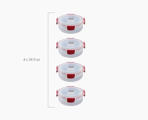 Nest? Lock 8-Piece Red 1L Round Food Container Set - Image 5