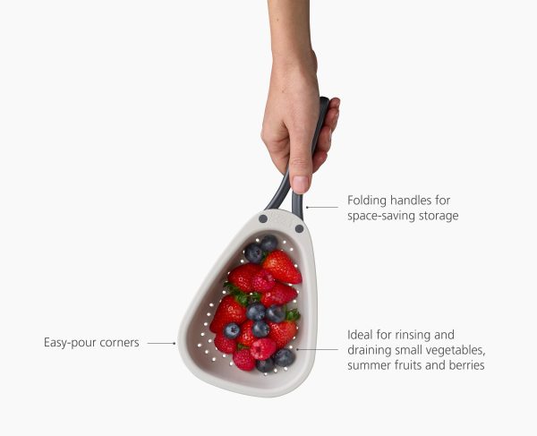 Droplet Mini White Colander with Folding Handle - Image 6