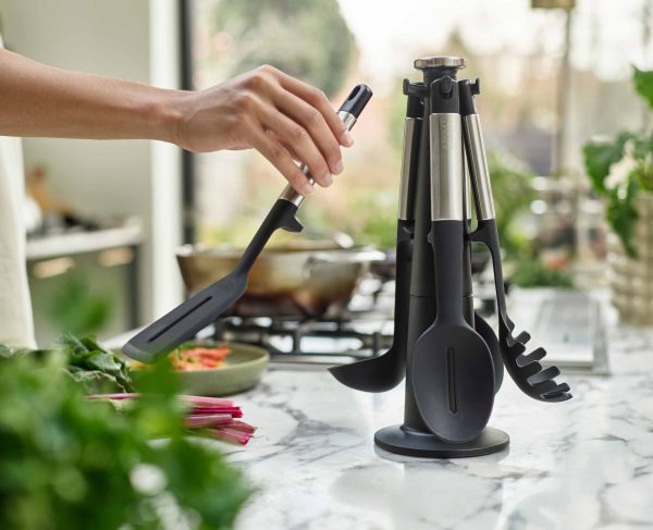 Elevate? Stainless-steel Silicone 5-piece Utensils Carousel Set - Image 3