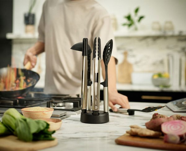 Elevate? Fusion 5-piece Stainless-steel Utensil Set with Compact Stand - Image 2