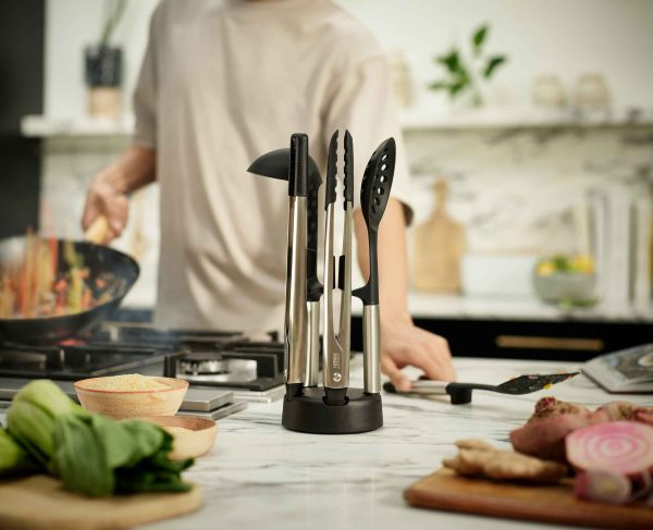 Elevate? Fusion 5-piece Stainless-steel Utensil Set with Compact Stand - Image 3