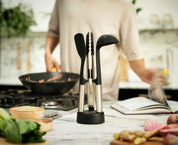 Elevate? Fusion 3-piece Stainless-steel Utensil Set with Compact Stand - Image 3