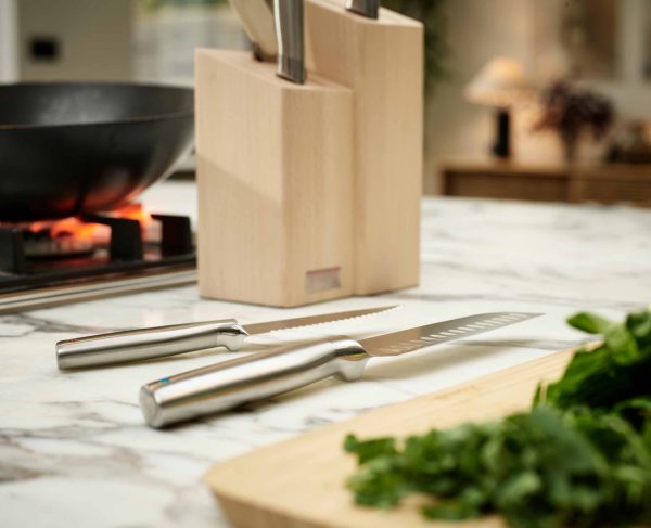 Elevate? Fusion 5-piece Knife & Scissor Set with Beechwood Block - Image 5