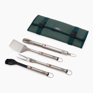GrillOut? 4-Piece Stainless-Steel BBQ Utensil Set with Storage Case