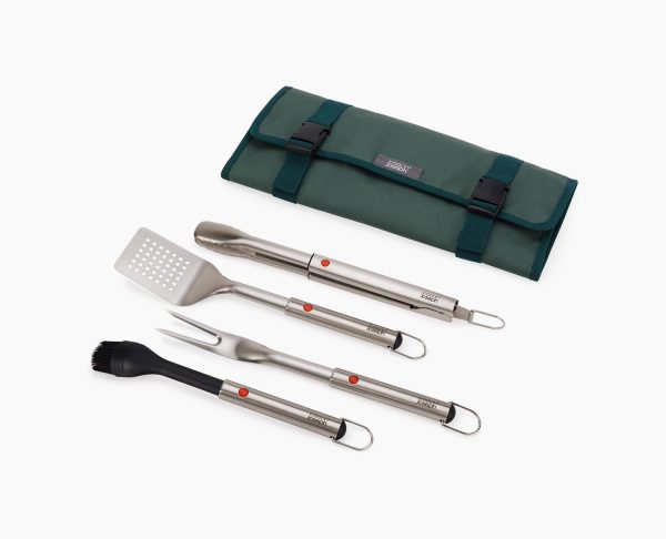 GrillOut? 4-Piece Stainless-Steel BBQ Utensil Set with Storage Case