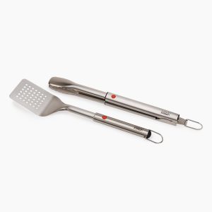 GrillOut? 2-Piece Stainless-Steel BBQ Turner & Tongs Set