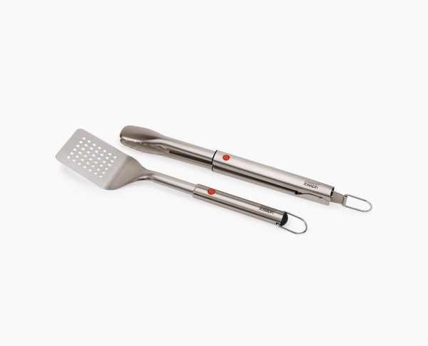 GrillOut? 2-Piece Stainless-Steel BBQ Turner & Tongs Set
