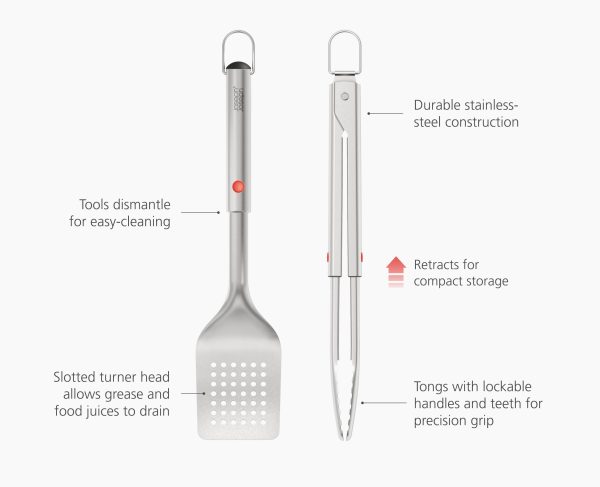 GrillOut? 2-Piece Stainless-Steel BBQ Turner & Tongs Set - Image 7