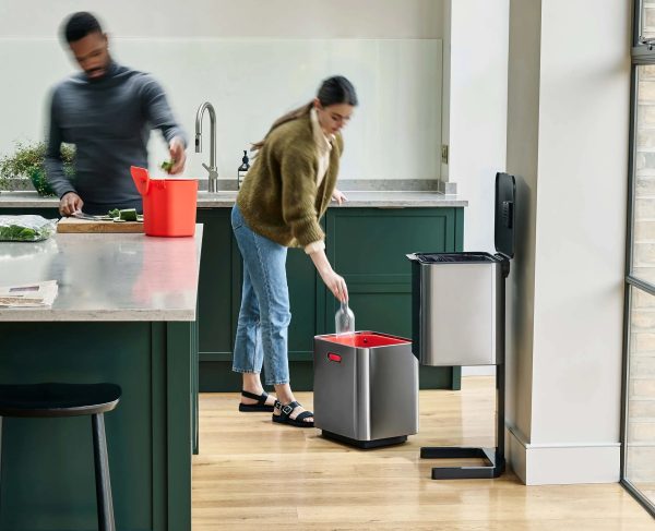 Totem Max 60L Stainless-steel Waste & Recycling Trash Can Starter Set - Image 2