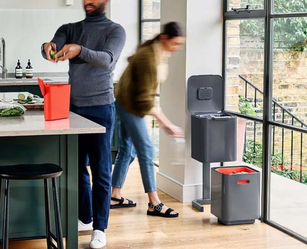 Totem Compact 40L Gray Waste & Recycling Trash Can Starter Set - Image 2