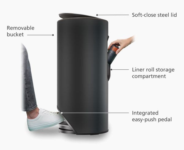 Arc? 30L Easy-push Matt Black Pedal Trash Can - Image 4