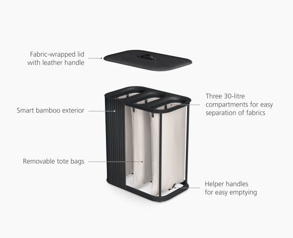 Tota Trio Luxe 90L Black Laundry Separation Basket - Image 6