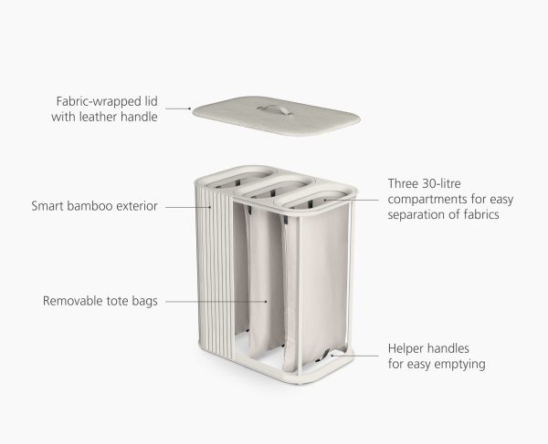 Tota Trio Luxe 90L Ecru Laundry Separation Basket - Image 6