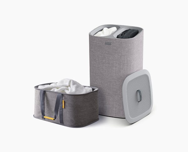 2-piece Gray Laundry Basket Set