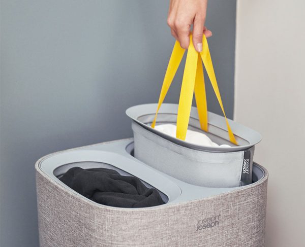2-piece Gray Laundry Basket Set - Image 2