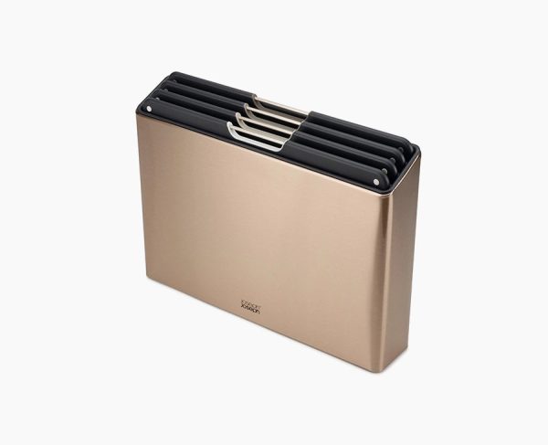 Folio? Steel 4-piece Cutting Board Set With Rose Gold Stainless-Steel Case