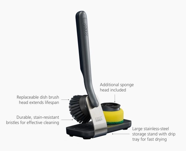 SinkTech? Dish Brush & Sponge Set with Steel Stand - Image 6