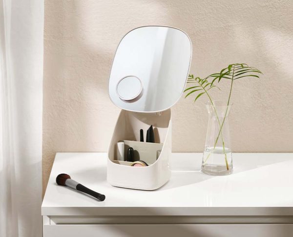 Viva Pedestal Mirror with Cosmetic Organizer - Image 2