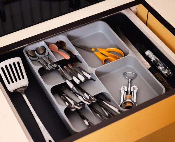 DrawerStore? Gray Expanding Cutlery, Utensil & Gadgets Organizer - Image 2