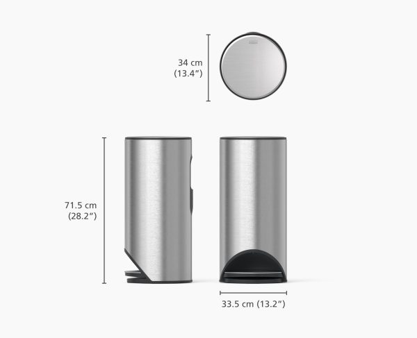 Arc? 30L Easy-push Stainless-steel Pedal Trash Can - Image 5