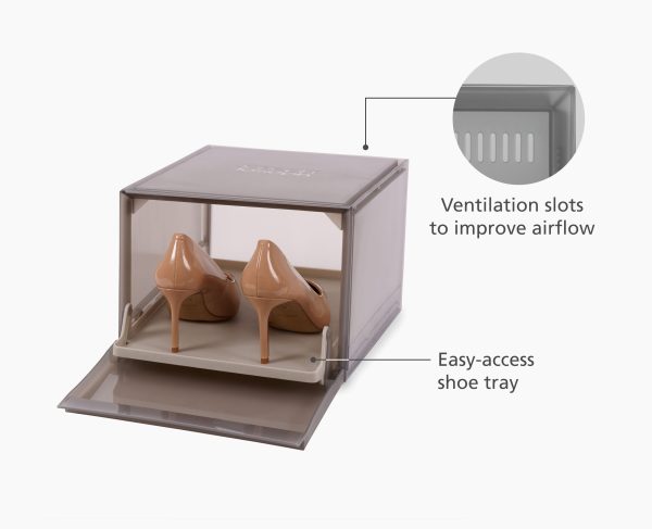 ShoeCase 2-piece Gray Shoe Storage Box - Image 4