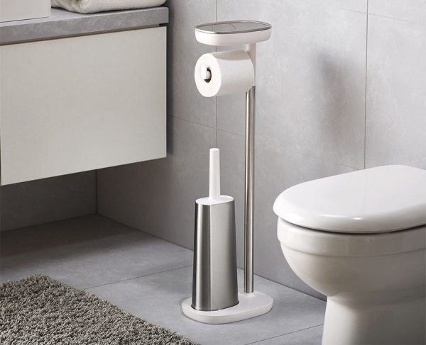 EasyStore? Plus Stainless-steel Toilet Roll Holder with Toilet Brush - Image 2