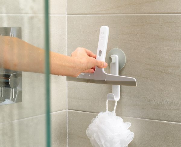 EasyStore? Pack of 2 Light Gray Shower Squeegees with Storage Hook - Image 4