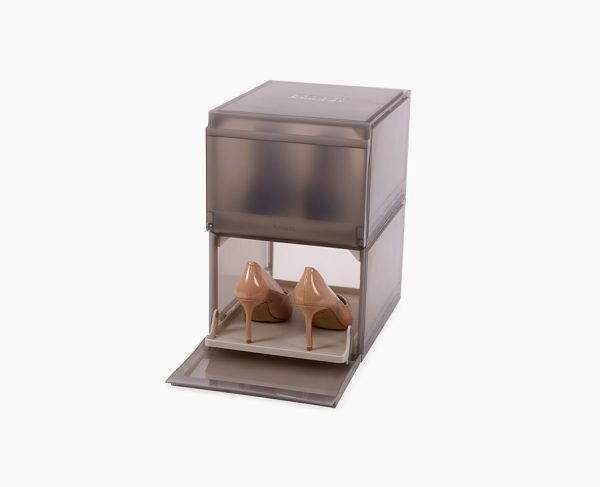 ShoeCase 2-piece Gray Shoe Storage Box