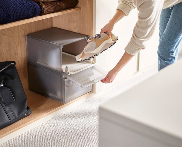 ShoeCase 2-piece Gray Shoe Storage Box - Image 2