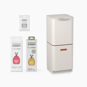 Totem Compact 40L Stone Waste & Recycling Trash Can Starter Set