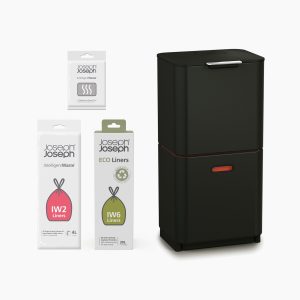Totem Max 60L Black Waste & Recycling Trash Can Starter Set