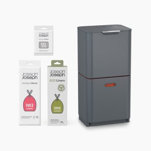 Totem Max 60L Gray Waste & Recycling Trash Can Starter Set