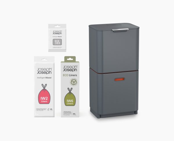 Totem Max 60L Gray Waste & Recycling Trash Can Starter Set