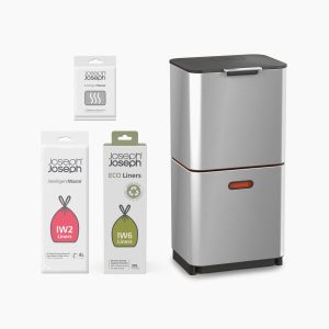 Totem Max 60L Stainless-steel Waste & Recycling Trash Can Starter Set
